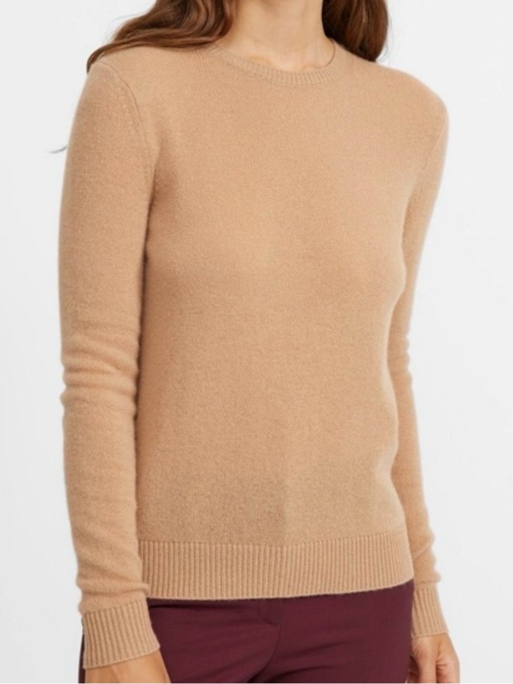 Theory Size S 100% Cashmere Crewneck Sweater in Tan Feather Cashmere